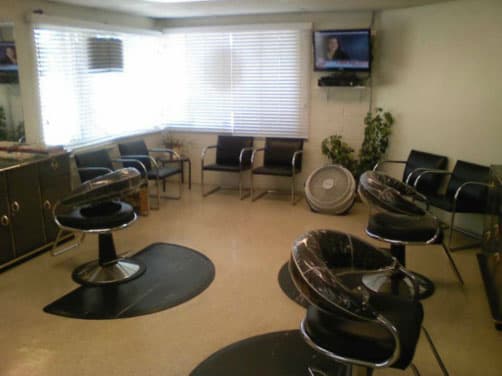 Waiting area at Chino's One Stop Hair Salon