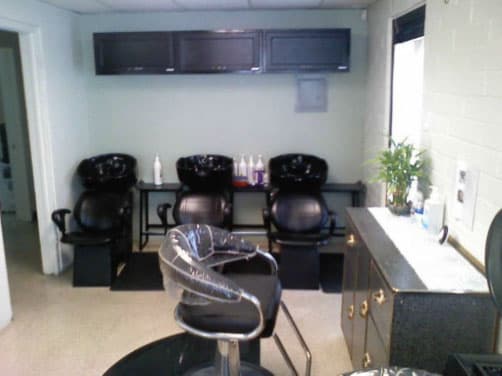Wash basins at Chino's One Stop Hair Salon